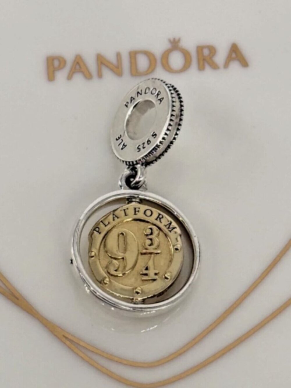 New Pandora S925 ALE Harry Potter Hedwig Platform 9 3/4 Spinning Dangle Charm